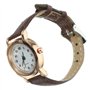 UKCOCO Quartz Analogique - Femme Analogique Quartz Montre avec Bracelet en Cuir Marron Cadran Blanc