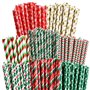 ALINK Lot de 200 pailles en papier biodégradables recyclables colorées pour Noël