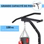 HOMCOM Support Sac de Boxe Fixation Sac de Frappe Barre de Traction intégrée Charge Max. 130 Kg Acier Noir