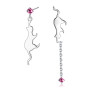 VIKI LYNN Boucles d’oreilles pendantes chat mignon boucle d’oreille clou en argent fin 925 et zircon rouge cadeau noël anniversa