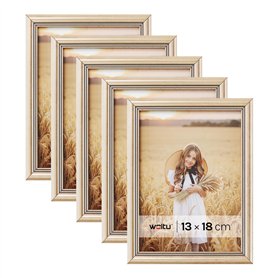 WOLTU Lot de 5 Cadre Photo 13x18cm Cadre en Bois Massif avec Passe Partout, Suspendre Horizontalement ou Verticalement, Décorati WOLTU Lot de 5 Cadre Photo 13x18cm Cadre en Bois Massif avec Passe Partout