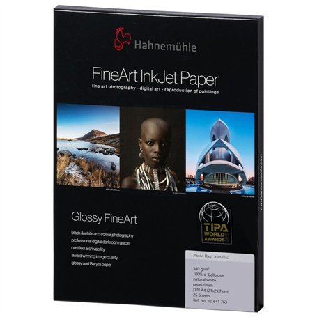 Papier jet d'encre HAHNEMÜHLE FineArt Photo Rag Metallic - 340g - A4 (25 feuilles)
