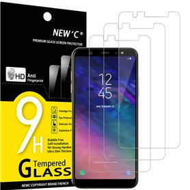 NEW'C Lot de 3, Verre Trempé pour Samsung Galaxy A6 Plus (2018), Film Protection écran sans Bulles d'air Ultra Résistant (0,33mm NEW'C Lot de 3