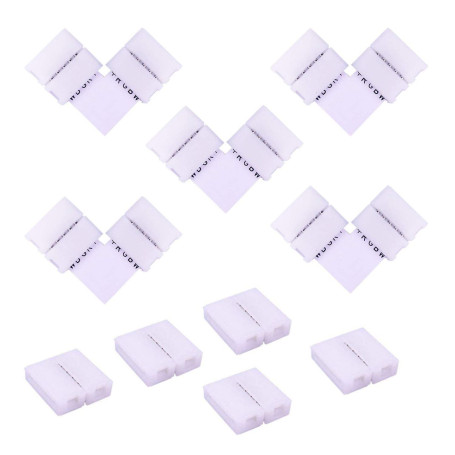 BoHong 5pcs Connecteur sans soudure à Bande LED RGBW de 10mm de Large + 5pcs Connecteur d'angle Ruban LED RGBW de 10 mm de Large