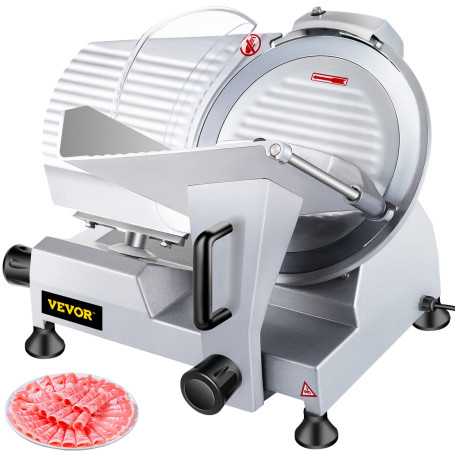 SucceBuy Trancheuse de Viande 10 inch 25cm 220V/50Hz Electrique Professionnelle Cutter Inoxidable à Viande Jambon Aliments (WED-