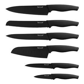 hecef Couteau Cuisine Professionnelle, 6 Pièces Set Couteaux de Cuisine Noirs en Acier Inoxydable à Haute Résistance, avec Manch hecef Couteau Cuisine Professionnelle