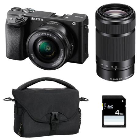 Kit Photo Personnalise cree a l'aide de SONY Alpha 6400 Noir + 16-50 + 55-210 + Sac + SD 8 Go