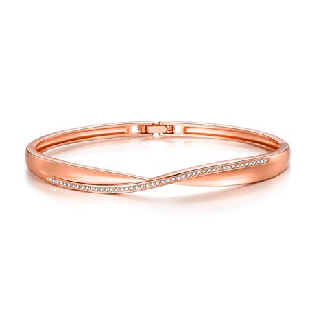 Philip Jones Bracelet jonc plaqué Or Rose créé avec des Cristaux Zircondia®