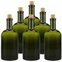 mikken Lot de 6 bouteilles en verre vert et marron de 500 ml avec bouchon en liège.