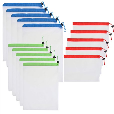 Kare & Kind Sacs de Produits réutilisables 15 pcs - Sacs en Filet lavables Multi-Tailles - Stockage écologique sans déchets pour