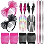 Kulannder Femmes 80s Neon Lace Bracelet Boucles d'oreilles Gants en Résille Collier Bracelet pour Retro Fashion Années 80 Costum