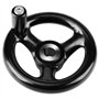 Jadeshay Roue à main - Poignée de volant rond noir à 3 rayons Roue à main en plastique avec poignée tournante pour la fraiseuse