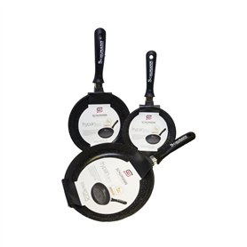 Lot de 3 Poêles en Pierre Schumann Professionel Black Rock I Compatibles Tous Feux Dont Induction I Fonte d'Aluminium Sans PFOA  Lot de 3 Poêles en Pierre Schumann Professionel Black Rock I Compatibles Tous Feux Dont Induction I Fonte d'Aluminium Sans PFOA