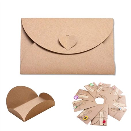 Lot de 50 enveloppes en papier kraft rétro faites à la main