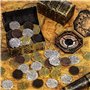 35 Pièces Pièces de Pirate en Métal Espanol Pièce de Trésor de Pirate Répliques Doubloon pour Décorations de Fête, Bronze, Bronz