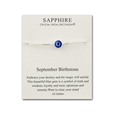 Philip Jones Bracelet de pierre de naissance de septembre (saphir) créé avec des cristaux de Zircondia®