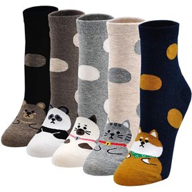 Chaussettes Femme Fantaisie Coton Motif à Animaux Chat Chien Aliments Peinture Mignon Drôle Chaussette Doux pour Filles, EU 35-4 Chaussettes Femme Fantaisie Coton Motif à Animaux Chat Chien Aliments Peinture Mignon Drôle Chaussette Doux pour Filles