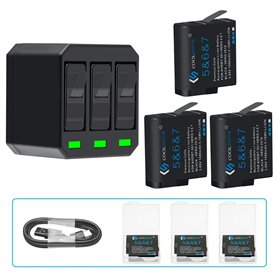 COOLSHOW Hero 7 6 5 Batterie 1500mAh (3 pièces) et Triple Hero 7 Chargeur Set Compatible avec GoPro Hero 7 Black,GoPro Hero 6 Bl COOLSHOW Hero 7 6 5 Batterie 1500mAh (3 pièces) et Triple Hero 7 Chargeur Set Compatible avec GoPro Hero 7 Black