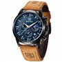 BENYAR Montre Homme Chronographe 30M Etanche Lumineuse Classique Mode Montres Bracelet en Cuir Grand Cadran Date Analogique Quar