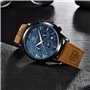 BENYAR Montre Homme Chronographe 30M Etanche Lumineuse Classique Mode Montres Bracelet en Cuir Grand Cadran Date Analogique Quar