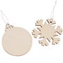40pcs Embellissements en Bois Noël à Suspendre Ornements de Pendentifs en Forme Flocon de Neige Rond Boule Tranches de Bois Arti