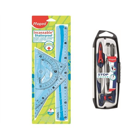 MAPED Kit de Traçage 4 Pièces avec Règle 30cm