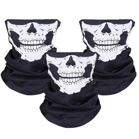 ZKSMNB Lot de 3 Tours de Cou sans Coutures pour Moto, vélo, randonnée, Ski, Halloween (Blanc et Noir) ZKSMNB Lot de 3 Tours de Cou sans Coutures pour Moto