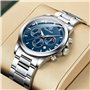 BENYAR Montre Homme Chronographe 30M Etanche Lumineuse Classique Mode Montres Bracelet en Acier Inoxydable Grand Cadran Date Ana