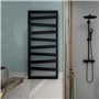 Kibath L428503 Sèche-serviettes électrique avec étagère Fabriqué en aluminium avec finition grise. Faible consommation de 60 W,