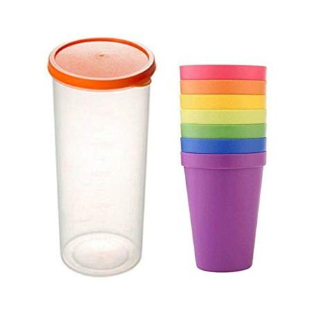 DMZK 8Pcs Gobelets Arc en Ciel Tasses en Plastique pour Enfants