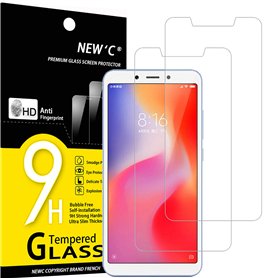 NEW'C Lot de 2, Verre Trempé pour Xiaomi Redmi 6, Xiaomi Redmi 6A, Film Protection écran efficace contre les Rayures - sans Bull NEW'C Lot de 2