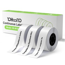 YOHOOLYO Étiquettes Autocollantes Thermiques en Continu 15 mm x 7 m, 3 Rouleaux, Compatible avec Étiqueteuse HP6-C pour La Maiso YOHOOLYO Étiquettes Autocollantes Thermiques en Continu 15 mm x 7 m