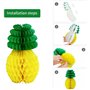 Happium Ananas Lot de 3 décorations en nid d'abeille en papier de 14 pouces Décorations en boule de papier d'ananas pour fête à