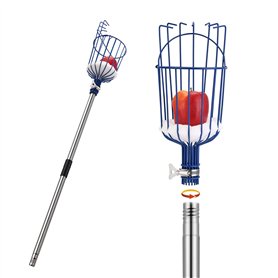 MaidMAX Cueille-Fruits avec Corbeille et Manche Télescopique 4 Mètres, Pince avec Panier en Acier Inoxydable pour Fruits Pomme O MaidMAX Cueille-Fruits avec Corbeille et Manche Télescopique 4 Mètres