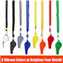 Hipat Sifflet avec Cordon, 8 Packs de sifflets de Sport en Vrac, 7 sifflets en Plastique et 1 sifflet en Acier Inoxydable, siffl