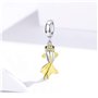 Breloque queue de poisson en argent sterling 925 plaqué or compatible avec bracelets et colliers Pandora