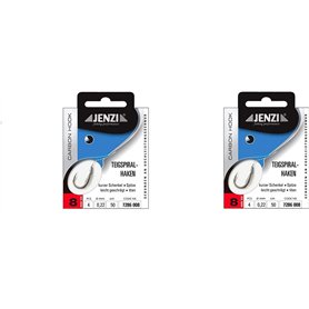 Lot de 2 paquets de crochets spiralés JENZI pour truite, crochets à pâte attachés (8 pièces), taille des hameçons 2, 4, 6, 8 et  Lot de 2 paquets de crochets spiralés JENZI pour truite