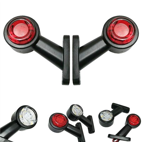 Formplas Lot de 2 feux de position LED 12 V 24 V 12 V 24 V gauche et droite Couleur blanc et rouge Feux latéraux pour camion