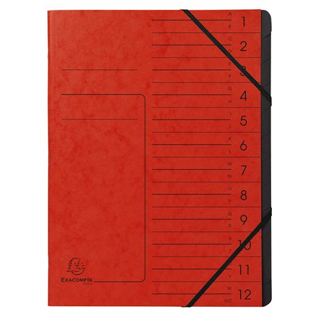 Exacompta - Réf. 541205E - 1 trieur dos agrafé - avec élastiques - couverture imprimée en carte lustrée et intérieur en carte re