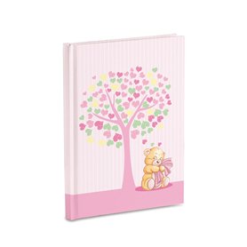 Journal souvenir du nouveau-né 17 x 24 cm, arbre de vie rose avec ourson Journal souvenir du nouveau-né 17 x 24 cm