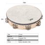 AKLOT 10"Tambourin Tambour 8 paires Double Row Metal Bell Jingles Hêtre Percussion Instrument éducatif musical pour Party Dance 
