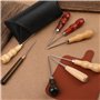 POFET Outil en cuir pour travaux manuels avec manche en bois,Poinçon avec Manche en Bois Poinçon sans œIl Poinçon de Couture Bri