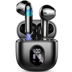Ecouteurs Bluetooth sans Fil, Écouteurs Bluetooth 5.3 avec HiFi Stéréo Basses Casque, 50H Récréation, 4 ENC Réduction de Bruit M Ecouteurs Bluetooth sans Fil, Écouteurs Bluetooth 5.3 avec HiFi Stéréo Basses Casque, 50H Récréation, 4 ENC Réduction de Bruit M