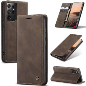 Azororo Coque pour Samsung Galaxy S21 Ultra 5G Premium Housse Cuir Protection Pochette Rabat Portefeuille Flip Case Porte Magnét