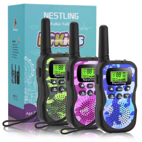Nestling 3PCS Talkies Walkies Enfants 8 Canaux Radio à 2 Voies avec, Lampe de Poche LCD Rétro-éclairée, 3 KM pour Aventures Exté