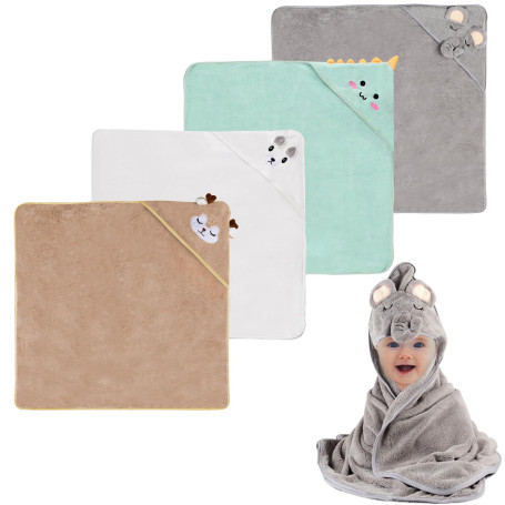 DASHUAIGE 4 pièces Cape de Bain Bébé, Serviette de Bain à Capuche pour Bébé, Sortie de Bain Super Absorbante, Serviettes pour En