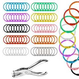 80 Pièces Anneaux de Reliure, 30mm Anneaux de Livre Colorés en Métalliques, Anneaux Porte Clés, Anneaux à Feuilles Mobiles pour 
