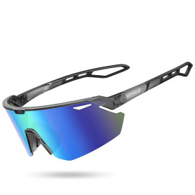 Lamicall Lunettes de Soleil Polarisées Cyclisme, [24g Ultra-Légère] Protection UV400, TR90-Monture, Plaquette de Nez Réglable, L
