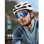 Lamicall Lunettes de Soleil Polarisées Cyclisme, [24g Ultra-Légère] Protection UV400, TR90-Monture, Plaquette de Nez Réglable, L