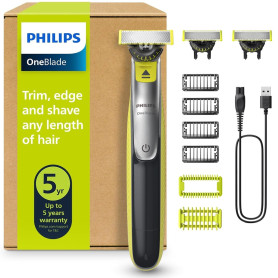Philips OneBlade 360 Authentique Visage + Corps - Tondeuse à barbe électrique, tondeuse corps et rasoir avec technologie de lame Philips OneBlade 360 Authentique Visage + Corps - Tondeuse à barbe électrique, tondeuse corps et rasoir avec technologie de lame